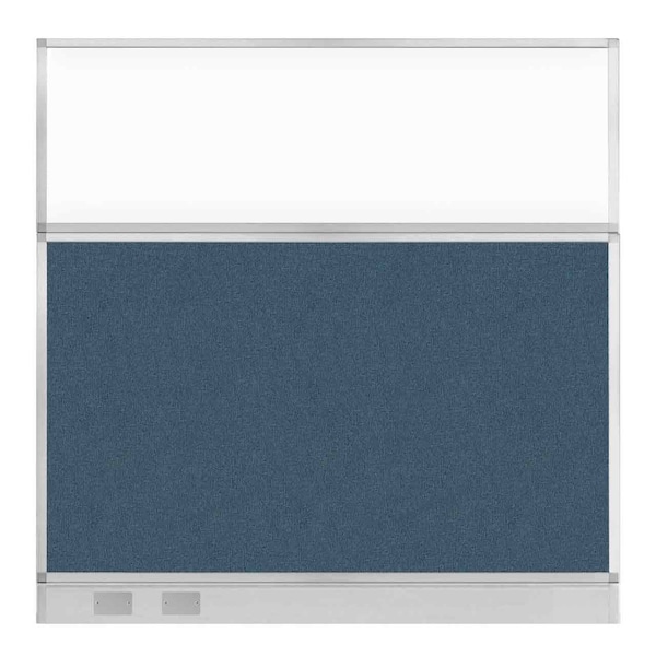 Versare Hush Panel Cubicle Partition 6' x 6' W/ Window Caribbean Fabric Clear Window W/ Cable Channel 1812569-2 - main